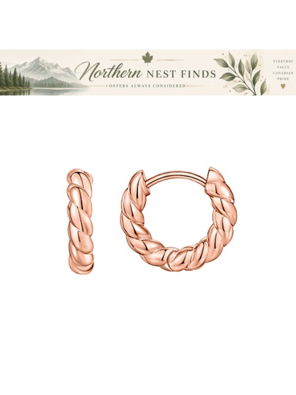14K Gold Plated 925 Sterling Silver Post Twisted Huggie Earrings Mini Hoop